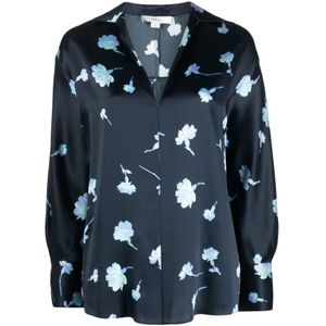 Vince, Dames, Blouses & Shirts, Blauw, Maat: M Zijde,