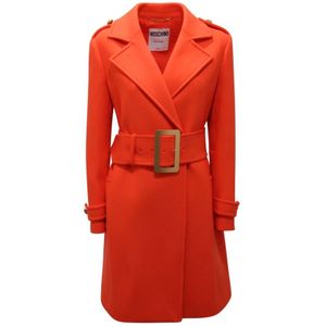 Moschino, Dames, Mantels, Oranje, Maat: S Wol,