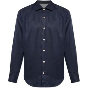 Eleventy, Heren, Overhemden, Blauw, Maat: L Satijn,
