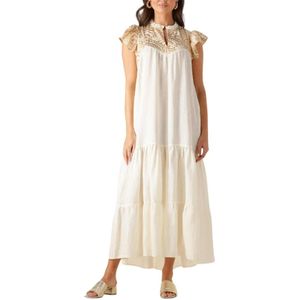 Greek Archaic Kori, Dames, Jurken, Beige, Maat: M Linnen,