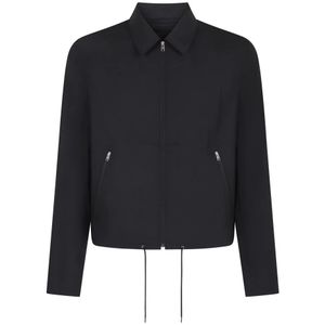 Prada, Heren, Jassen, Blauw, Maat: L Wol,