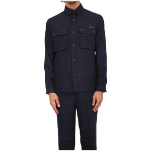 Paolo Pecora, Heren, Overhemden, Blauw, Maat: XL Wol,