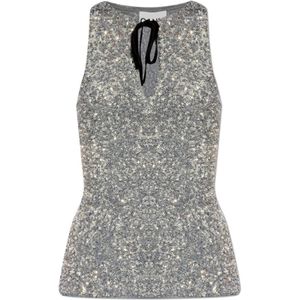 Ganni, Dames, Tops, Grijs, Maat: M Poliester,