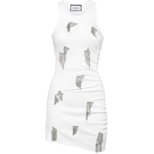 Philipp Plein, Dames, Jurken, Wit, Maat: S Jersey,