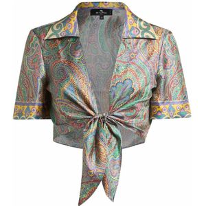 Etro - Multicolor Paisley Print - Zijden Top - Korte Mouwen