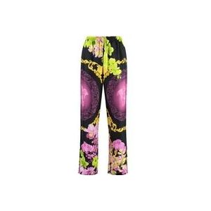 Versace Bloemen zijden pyjamabroek , Multicolor , Dames , Maat: L