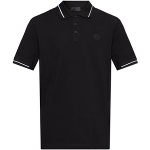 Moncler Polo met logo , Black , Heren , Maat: 2XL