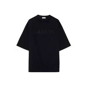 Lanvin Zwart Geborduurd Oversize T-shirt , Black , Heren , Maat: S