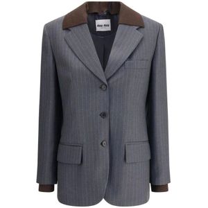 Miu Miu, Dames, Jassen, Grijs, Maat: 2XS Wol,