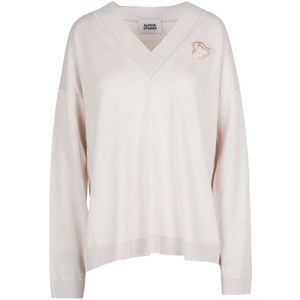 Alpha Studio, Dames, Truien, Beige, Maat: XS Wol,