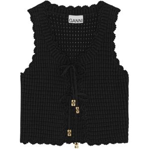 Ganni, Dames, Truien, Zwart, Maat: XS Katoen,