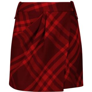 Burberry, Dames, Rokken, Rood, Maat: 2XS Wol,
