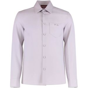 Gucci, Heren, Overhemden, Paars, Maat: M Wol,