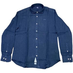 La Martina, Heren, Overhemden, Blauw, Maat: 2XL Linnen,