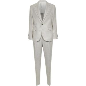 Brunello Cucinelli, Heren, Pakken, Grijs, Maat: L Linnen,