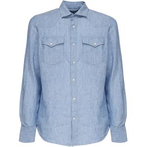MC2 Saint Barth, Heren, Overhemden, Blauw, Maat: L Denim,