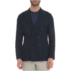 Paoloni, Heren, Jassen, Blauw, Maat: M Katoen,