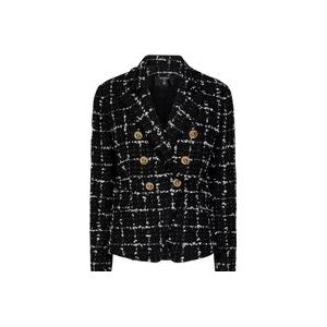 Balmain Zwarte Geruite Tweed Blazer , Black , Dames , Maat: XS