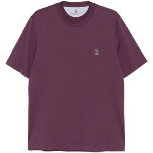 Brunello Cucinelli, Heren, Tops, Paars, Maat: L Katoen,