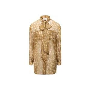 Burberry Zijden Beige Shirt met Strik , Beige , Dames , Maat: M