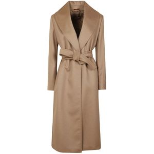 Max Mara Studio, Dames, Mantels, Beige, Maat: 2XS Wol,