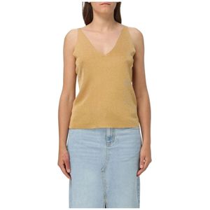 Liu Jo - Zilveren Metallic Gebreide V-hals Trui - Dames