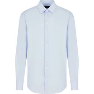 Emporio Armani, Heren, Overhemden, Blauw, Maat: 6XL Katoen,