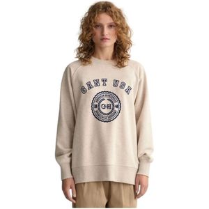 Gant, Dames, Sweatshirts & Hoodies, Beige, Maat: S Katoen,