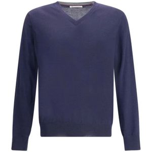 Brunello Cucinelli, Heren, Truien, Blauw, Maat: M Wol,