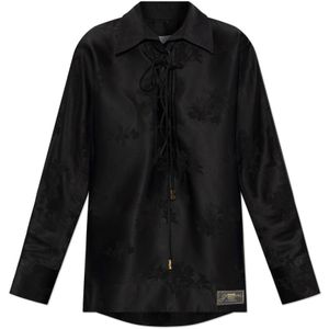 Ganni, Dames, Blouses & Shirts, Zwart, Maat: XS Satijn,