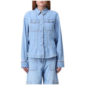 Elisabetta Franchi, Dames, Jassen, Blauw, Maat: XL Denim,