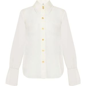 Elisabetta Franchi, Dames, Blouses & Shirts, Beige, Maat: S Zijde,