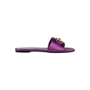 Versace Platte Satijnen Medusa Sandalen , Purple , Dames , Maat: 40 EU