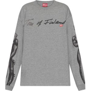 Diesel, unisex, Tops, Grijs, Maat: L Katoen,