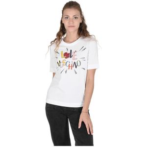 Love Moschino, Dames, Tops, Wit, Maat: XS Katoen,