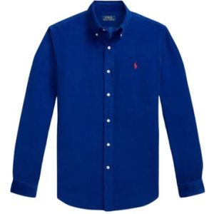 Polo Ralph Lauren, Heren, Overhemden, Blauw, Maat: L Velours,