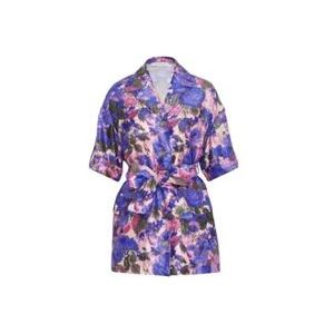 Zimmermann Luxe Bloemen Oversized Shirt , Purple , Dames , Maat: L