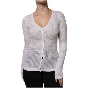Dolce & Gabbana, Dames, Truien, Wit, Maat: 3XS Zijde,