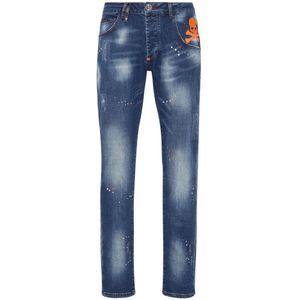 Philipp Plein, Heren, Jeans, Blauw, Maat: W31 Katoen,
