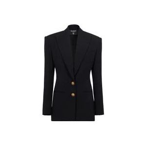 Balmain 2-knopen Taillerende Jas , Black , Dames , Maat: L