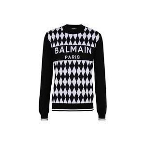 Balmain Diamond Paris two-tone jacquard jumper , Black , Heren , Maat: XL