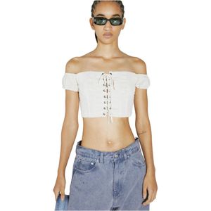 Guess, Dames, Tops, Wit, Maat: M Poliester,