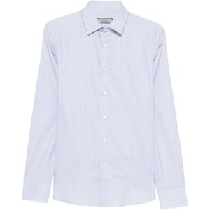Canali, Heren, Overhemden, Blauw, Maat: M Katoen,