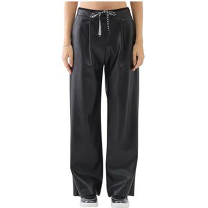 Ermanno Scervino, Dames, Broeken, Zwart, Maat: M Leer,