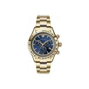 Versace Blauw Stalen Quartz Horloge , Yellow , Heren , Maat: ONE Size