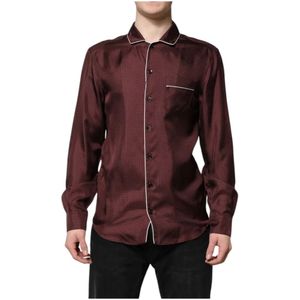 Dolce & Gabbana, Heren, Overhemden, Rood, Maat: S Zijde,