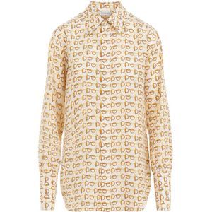 Burberry, Dames, Blouses & Shirts, Beige, Maat: 2XS Zijde,
