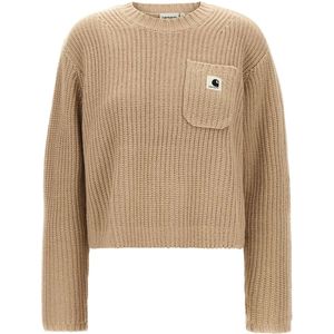 Carhartt Wip, Dames, Truien, Beige, Maat: S Wol,