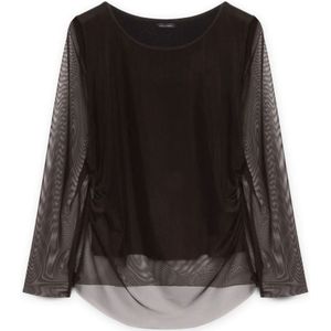 Fiorella Rubino, Dames, Tops, Zwart, Maat: S Tulle,