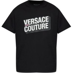 Versace Jeans Couture, Heren, Tops, Zwart, Maat: M Katoen,